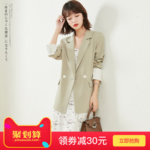 Small blazer womens summer thin section 2021 new loose medium long OL air conditioning shirt single layer suit top