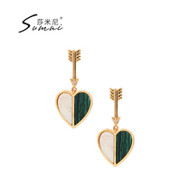 sumni Samini 18K gold 925 silver heart-shaped arrow through the beloved heart stud earrings simple temperament female earrings