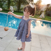 Child Clothing Summer Dress Baby Skirt Pendant With Dress Vest Skirt Girl Foreign Air Plaid Cake Skirt Children Korean Version Dress