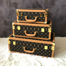 Retro printed suitcase decoration props large storage box travel hard box three-piece box home finishing