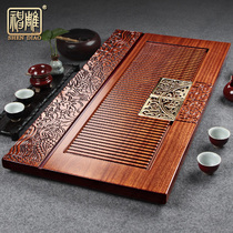 Divine carving Congo Rosewood whole tea tray solid wood drainage tea kung fu tea set mahogany oversized tea table home