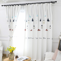 Finished ins ins minimalist modern illustrations lamps Nordic shading curtains Bedrooms Living room Living room Book room Balcony Personality Curtains