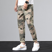Official website autumn and winter camouflage Tide brand elastic waist tooling pants men casual pants slim foot trend ankle-length pants
