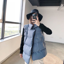 2018 winter womens stand-up collar down cotton vest womens Korean loose thickened bread vest solid color vest jacket