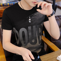Mens t-shirt short-sleeved cotton tide brand Korean version of the trend handsome half-sleeve body style summer new mens clothing