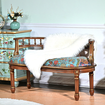 American solid wood double chair Living room balcony lounge chair Green light luxury sofa chair backrest bench double chair