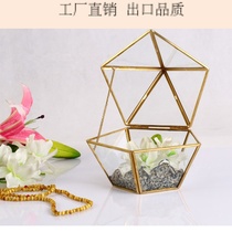All-copper new Jiale geometric glass greenhouse fleshy flower box micro-landscape ecological bottle Wedding home soft decoration