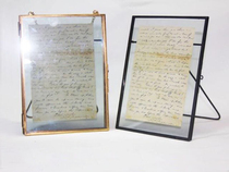 Overseas creative retro old black glass photo frame Photo frame Plant specimen feather photo display art