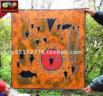 Batik painting Guizhou Miao batik ethnic characteristics batik decoration wall hanging Cangyuan culture 75*65