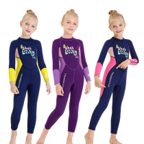 Childrens swimsuit female middle and child thick warm and cold-proof long sleeve diving suit winter training swimsuit 2 5mm