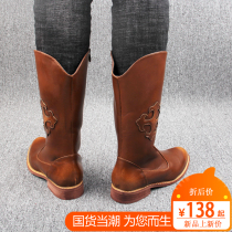 Horse boot male high cylinder boots male high help long cylinder Cowboy Boots Men Casual Tide Riding Mongolian boots Mens summer