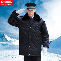 Military coat men thicken medium and long cold storage work cotton security coat security overcoat multi-function cold protection clothing in winter