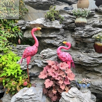 Living room retro small garden floor-to-ceiling outdoor Flamingo iron window decoration courtyard creative ornaments room