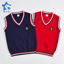 Boys and girls vest Spring and Autumn childrens clothing Wool vest CUHK childrens school uniform Garden service College sweater sweater sweater
