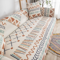 Nordic wind cotton linen sofa cushion non-slip four seasons universal set anti-static fabric coarse cloth linen sofa towel living room