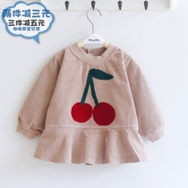 Ao Beimei baby bib coat baby corduroy cotton waterproof anti-dirty food clothes girl long sleeve anti-dressing