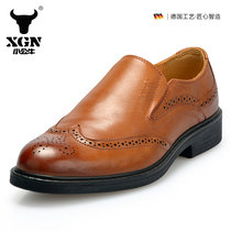 XGN Small Bull Bull Early Spring New Leather Shoes Burlock Business Leather Shoes Men Casual Breathable Shoes