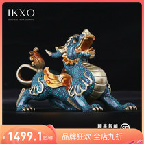 Pure Copper Pixiu Ornament Enamel Color Lucky Opening Gift Leadership Office Business Company Decoration Artwork