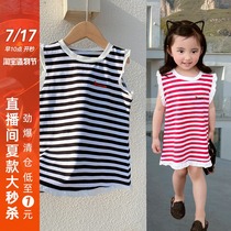 Girls striped Sundress 2021 summer new Korean sleeveless T-shirt Western style childrens dress baby girl dress