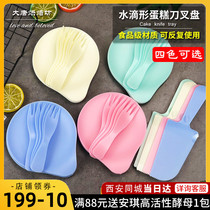 Cake tableware set meal birthday knife and fork plate environmentally friendly water drop dish moon cake dessert mung bean cake knife fork multi-color