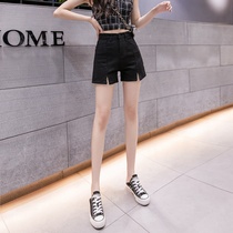 Black Denim Shorts Womens Summer Net Red High Waist Display Slim hot girl with open fork elastic tight body a word hot pants Chaoty slim fit