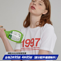 square houlest 2019 new summer loose student soft sister couple cotton short sleeve text T-shirt woman