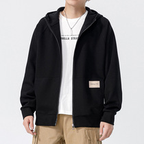 Kunhai Pengyun mens mens hooded jacket autumn and winter new loose long-sleeved sweater mens casual solid color cardigan men