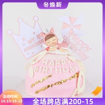 Baby birthday cake decoration ornament unicorn sleep Doll Boy Girl Angel cake baking dress