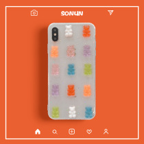 Transparent rainbow candy bear iPhone12 mobile phone shell 11pro max couple models for Apple xs xr all-inclusive anti-drop silicone se2 cute cartoon 7 8plus protection