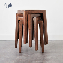 Fang Di all solid wood dining table stool living room black walnut home eating stool simple modern new Chinese style makeup stool