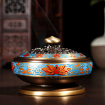 Yuantong Buddha Taiwan boutique enamel antique sandalwood stove pure copper incense chamber incense plate sandalwood agarwood