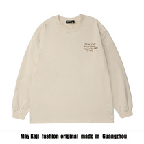 Amei Kazi American Retro Fun Print Long Sleeve T-shirt Mens Tide Brand Street Loose Leisure Couple Thin Sweatshirt