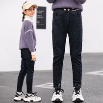 Girls' One Velvet Jeans Autumn Winter Girls Winter Children's Pants 2022 New Chinese Children's Leisure Pants