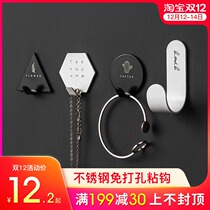 Kitchen stainless steel non-perforated Hook bathroom viscose wall load-bearing strong hook garment no trace metal door rear hook