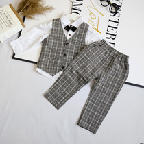 One year old boy clothes gown Autumn clothes Mens baby Western suit suit Three sets of mens baby suits boy