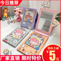ins wind girls heart small mirror large size desktop cosmetic mirror folding cute portable dormitory desktop can stand students