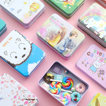 Cartoon Desktop Small Matter Containing box Cartoon cute first decorated box hair clip Hairpin Small Iron Case Zero Money Box Gift