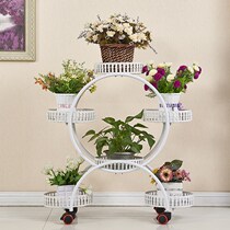 Flower stand iron multi-layer pulley floor type green flower pot stand living room balcony flower shelf indoor household