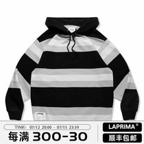 LAPRIMA Lap STRAIPE HOODED Day of the Striped Retro Loose Cap Sweatshirt 20AW