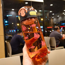 Simple creative elastic cover plastic cup Male and female students portable fitness sports cup Student personality easy cup with tea partition