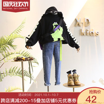 Do not return do not change do not return do not change brand childrens clothing 2019 autumn and winter New products Korean girls casual cartoon letters wide version