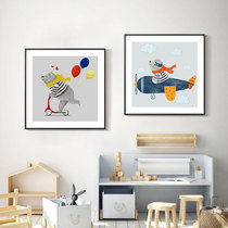 Modern simple children's room decoration boy girl bedroom bedside room painting Nordic cartoon animal mural