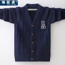 Boys cardigan sweater 2021 Spring and Autumn new childrens clothing foreign style cotton coat Tong childrens sweater tide tide