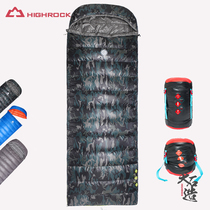 (SF delivery)Highrock Tianshi outdoor sleeping bag adult down envelope Autumn and winter duvet Polar bear