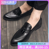 Leather shoes Mens spring Inron Leisure genuine leather mens shoes breathable hairstylist Tidal Shoe Han Edition Stream Suone Foot Pedal Bull Leather Shoes