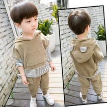 Male baby spring suit 0-1-2-3 years old Korean version of the trendy boy handsome childrens spring and autumn three-piece set childrens foreign style