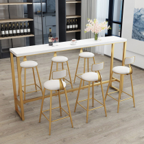 Nordic marble bar table household simple modern wall high chair combination living room long small apartment partition