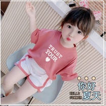 Childrens short-sleeved T-shirt Korean version of loose boys and girls summer clothes foreign-aged baby clothes 0-7-year-old baby clothes T-shirt
