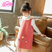 girls' woolen vest dress spring new children's chanel style dress korean style large and medium children's woolen vest dress