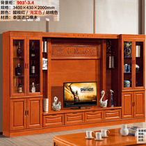 Solid wood rubber wood ground cabinet film and TV background wall cabinet large TV cabinet Wine Cabinet Lockers Combine Modern Chinese Living Room